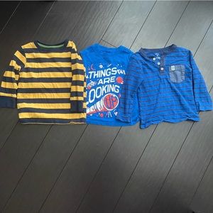 Old Navy, Carter’s & Sonoma 3 long sleeved blue t-shirt toddler boy set size 2T